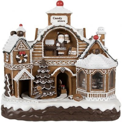 Hnědá svítící a hrající perníková chaloupka Gingerbread House - 33*17*30 cm - Clayre & Eef – Hledejceny.cz