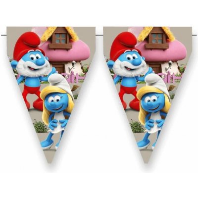 Vlaječková girlanda Šmoulové 3m – Zboží Dáma