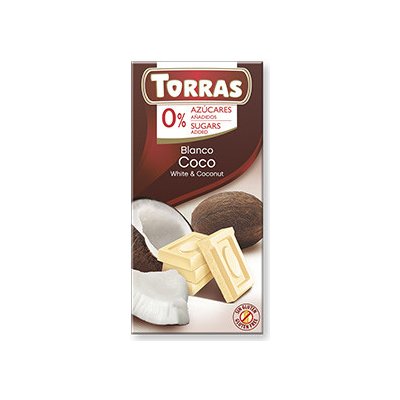 Torras ES Torras čokoláda DIA bílá ček. s kokosem 75 g 75 g – Zbozi.Blesk.cz