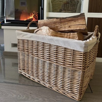 Vingo Proutěný koš na dřevo s uchy hranatý 62x50 cm – Hledejceny.cz