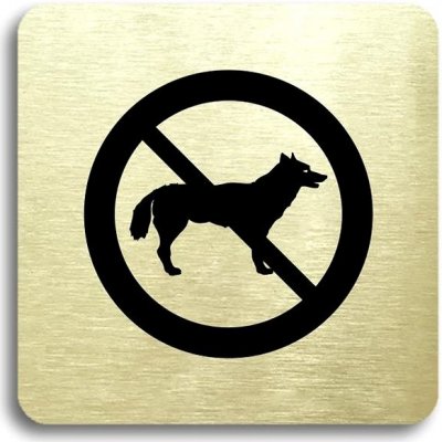Accept Piktogram "zákaz vstupu se psem" (80 × 80 mm) (zlatá tabulka - černý tisk bez rámečku) – Zboží Mobilmania