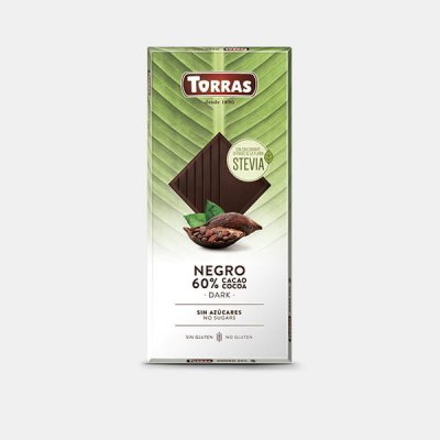 TORRAS HOŘKÁ ČOKOLÁDA 60% BEZLEPKOVÁ SE STEVIÍ 100 G