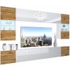 Obývací stěna Belini Premium Full Version bílý lesk dub wotan LED osvětlení Nexum 6
