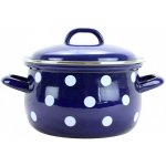 BELIS Smaltovaný hrnec s poklicí 16 cm 2 l PUNTÍK modrý 51216-160DAE05 – Zboží Dáma