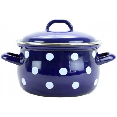 BELIS Smaltovaný hrnec s poklicí 16 cm 2 l PUNTÍK modrý 51216-160DAE05 – Zboží Dáma