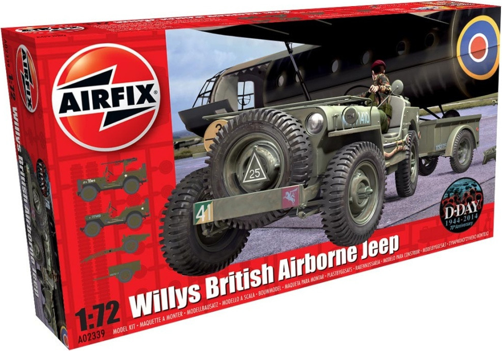 Airfix Plastikový model vojenské techniky A02339 Willys British Airborne Jeep 1:72