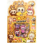 Samolepky Labubu - 5 archů roztomilých samolepek na fólii - Zlatá – Zboží Dáma