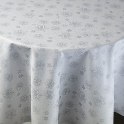 Veba ubrus GARBO tisk Vánoční hvězdy bílo-stříbrná s nešpinivou úpravou 140x180 cm – Hledejceny.cz