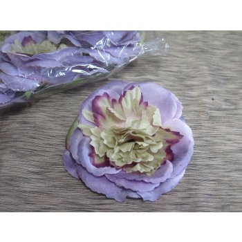 Růže hlavičky rozkvetlé fialovo-zelený melír 10cm