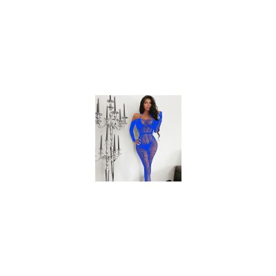 Bdsm-Bodage-Shop Síťovaný bodystocking s otvorem v rozkroku Modrá safírová W637