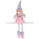 MagicHome Vánoční figurka Holčička s vysokým kloboukem látka růžovo-šedá 17x12x54 cm – Hledejceny.cz
