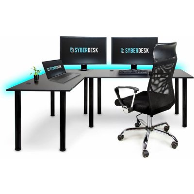 SyberDesk Gaming Pro 197 x 132 cm levý černý