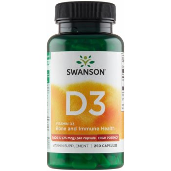 Swanson Vitamín D3 2000 IU 250 kapslí Higher Potency