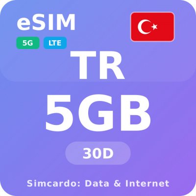 Turecko Mobilní Internet - eSIM 5GB 30 dní datová SIM karta – Sleviste.cz