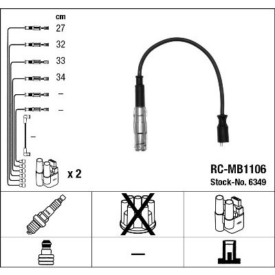 NGK Sada kabelů pro zapalování 6349 – Zboží Mobilmania