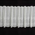 Českomoravská textilní vitrážová záclona, polyesterový batist V911, vyšívané lístky, s bordurou, bílá, výška 40cm (v metráži) – Hledejceny.cz