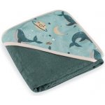 Petite&Mars Osuška bambusová s kapucí Loulou Whale Song 100 x 100 cm – Zboží Dáma