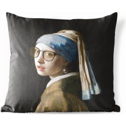 MuchoWow Vnější polštář Dívka s perlovou náušnicí Vermeer Brýle 45x45