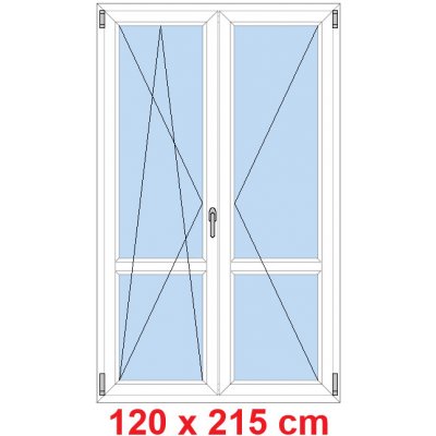 Soft Dvoukřídlé balkonové dveře s příčkou otevíravé a sklopné Černá krupička/Černá krupička 120 x 215 cm – Hledejceny.cz