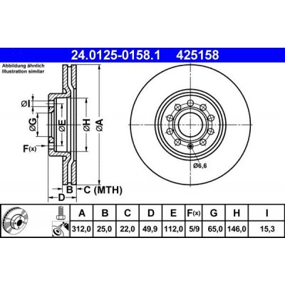 Brzdový kotouč ATE CRYO 24.0125-0158 (AT 425158) | Zboží Auto