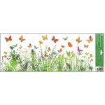 Anděl Okenní fólie pruh Květy 22,5 x 60 cm 6786 Typ: Zelené traviny s motýli – Sleviste.cz