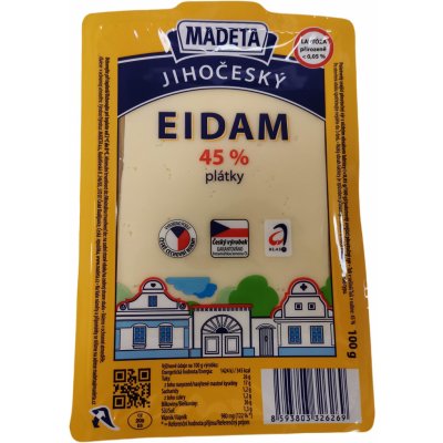 Madeta Jihočeský eidam 45% plátky 100g – Sleviste.cz