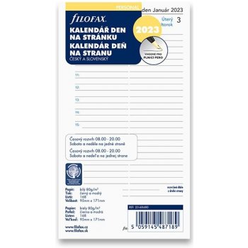 Filofax kalendář 2022 ČJ+SJ den/1 stránka