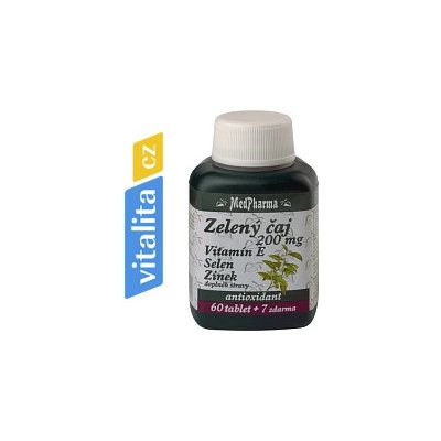 MedPharma Zelený čaj 200 mg vit.E + Se + Zn 67 tablet
