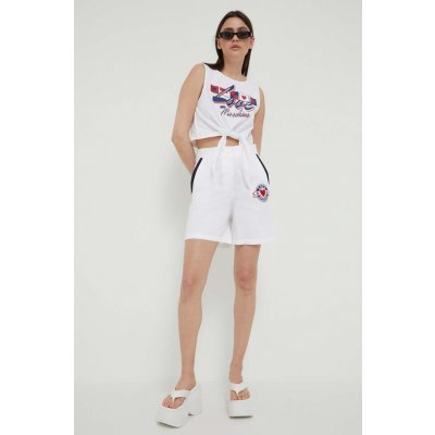 Love Moschino Bavlněné šortky s aplikací high waist W.O.193.80.T.497A bílá