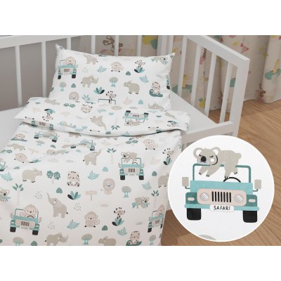 Biante Dětské povlečení Sandra SA-477 Šedobéžová zvířátka v Safari 90 x 130 cm – Hledejceny.cz