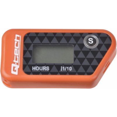 Q-TECH měřič motohodin bezdrátový s nulovatelným počítadlem oranžový