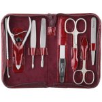 Globos Dámská kožená sada na manikúru s nůžkami Solingen 925-89 vínová kroko – Zboží Dáma
