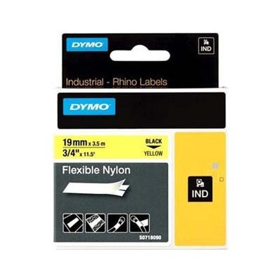 Dymo Rhino 18491, S0718090, 19mm x 3,5m černý tisk / žlutý podklad, originální páska – Hledejceny.cz