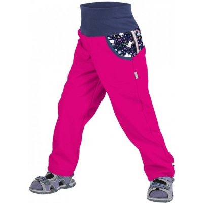 Unuo dívčí softshellové kalhoty jarní bez fleecu tmavě růžové jednorožci – Zboží Mobilmania