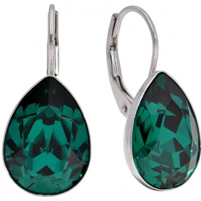 Swarovski Elements Pear stříbrné visací zelené slzičky kapky 51056.3 Emerald zelená tmavá smaragdová brčálová – Zbozi.Blesk.cz