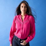 Halenka na knoflíčky s macramé malinová – Zboží Dáma