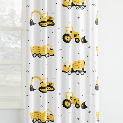 Goldea dětský bavlněný závěs - bagry a stavební auta 160x150 cm – Hledejceny.cz