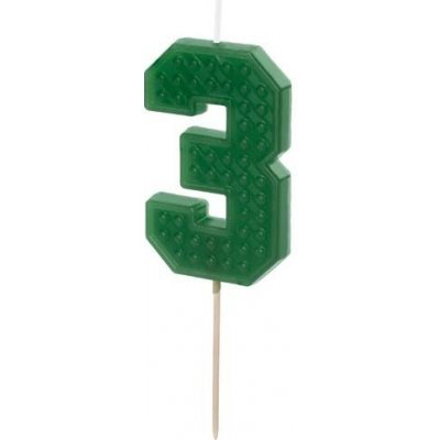 PartyDeco svíčka zelená na špejli číslo 3 – Zboží Mobilmania