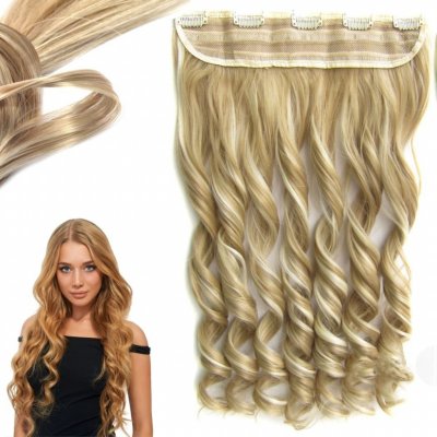 Girlshow Clip in pás vlasů vlnité lokny 55 cm odstín F613/24 (melír beach blond v platinově plavé) – Zboží Mobilmania