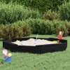 zahrada-XL Pískoviště se sedáky černé osmiúhelník masivní borové dřevo