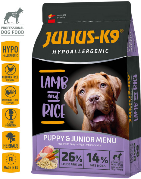 Julius K9 Puppy Hypoallergenic JEHNĚ A RÝŽE 12 kg