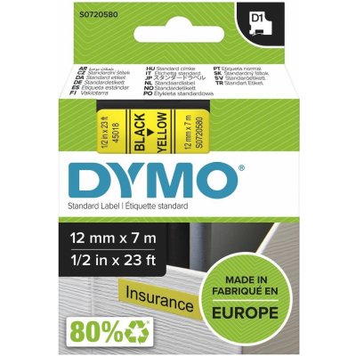 DYMO páska D1 12mm x 7m, černá na žluté, 45018, S0720580