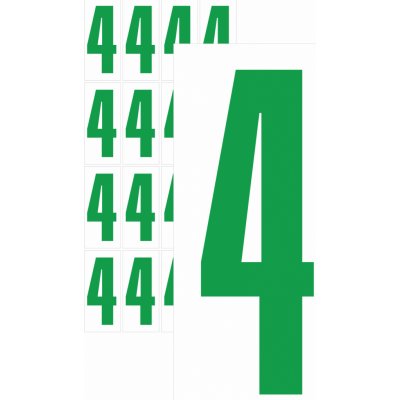 Čísla samolepicí 4 zelená samolepící vinylová fólie 75 mm písmo - aršík 4 ks – Sleviste.cz