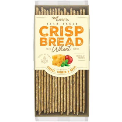 Danvita Pšeničný křehký chléb se sýrem rajčaty a bazalkou 130 g – Zboží Dáma