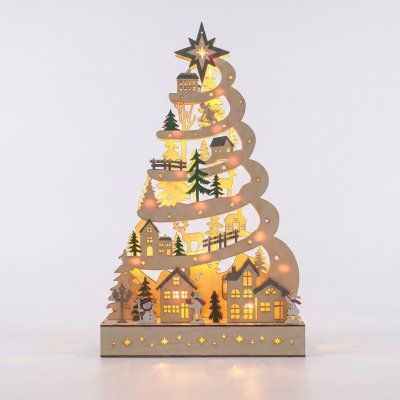 Solight LED dřevěný vánoční stromek s dekoracemi, 17x LED, bílá, 45cm, 2x AA – Hledejceny.cz
