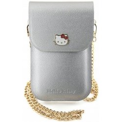 Pouzdro a kryt na mobilní telefon Hello Kitty PU Metal Logo Leather Wallet Phone Bag Silver Objevte novou kabelku Hello Kitty Leather Metal Logo Chain - kombinaci elegance, stylu a funkč