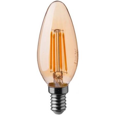 V-tac Retro LED Filament žárovka svíčka, E14, 4W, 350lm, jantarové sklo, 2200K, s plamínkem – Zbozi.Blesk.cz