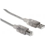 Manhattan 345408 USB 2.0, A-B M/M 5m, stříbrný