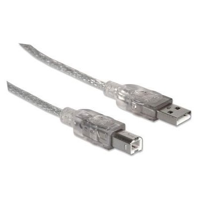 Manhattan 345408 USB 2.0, A-B M/M 5m, stříbrný