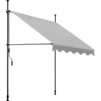 Tectake Upínací markýza s ruční klikou, výškově nastavitelná 150 x 180 cm, světle šedá – HobbyKompas.cz